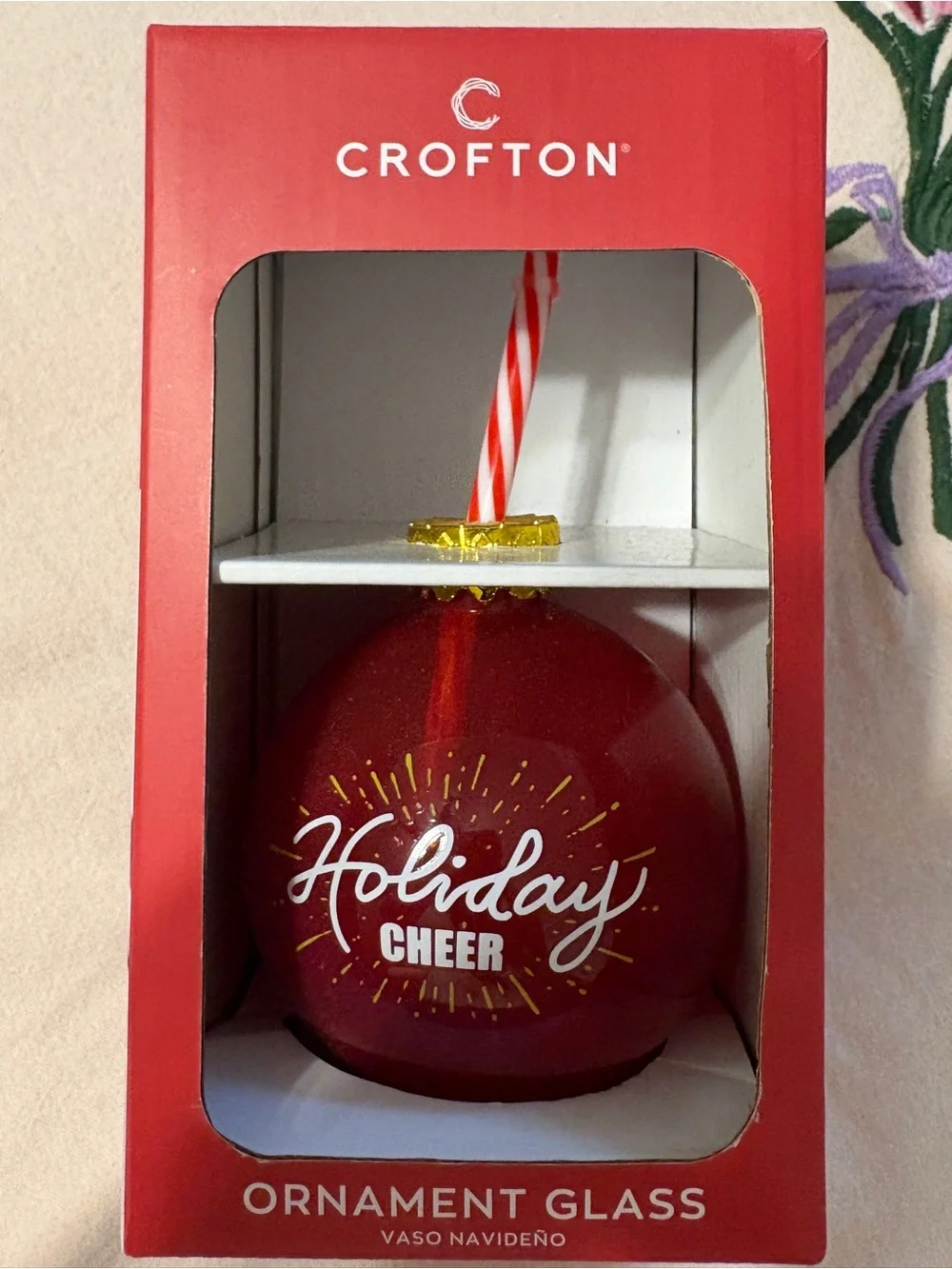 Crofton Red 'Holiday Cheer' Ornament Tumbler with Straw